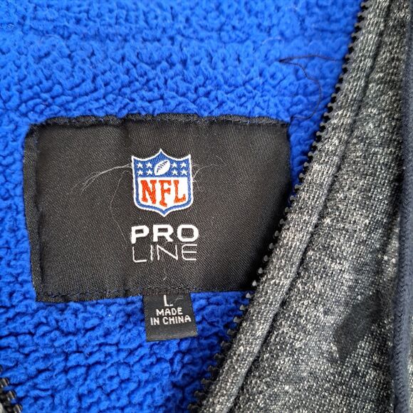 Buffalo Bills Pro Line Mens Large Gray NFL Fleece Zip Up Hoodie Sweatshirt - Picture 3 of 11